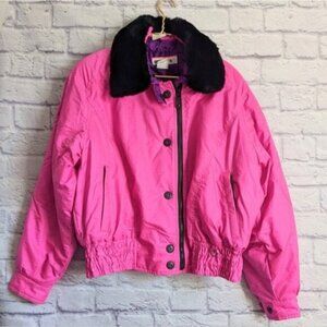 Vintage 80s Obermeyer Hot Pink Ski Jacket 10 Barbie Barbiecore Embroidered